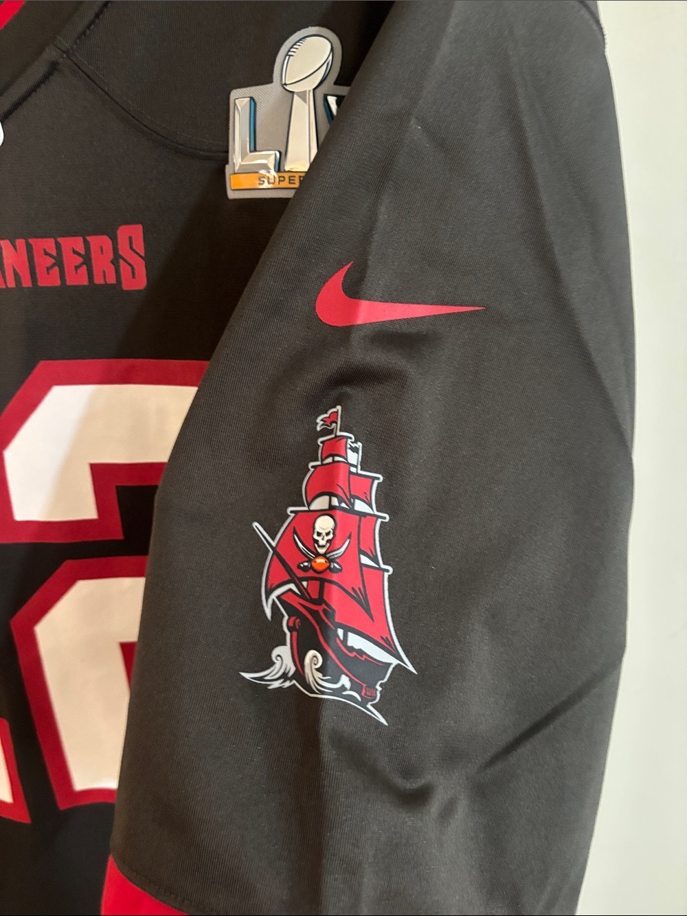 NFL Buccaneers Black and Red #12 Replica Jersey - Picture 8 of 9